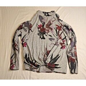 JLO XL Knotted Mock Neck Sweater Floral Pattern
